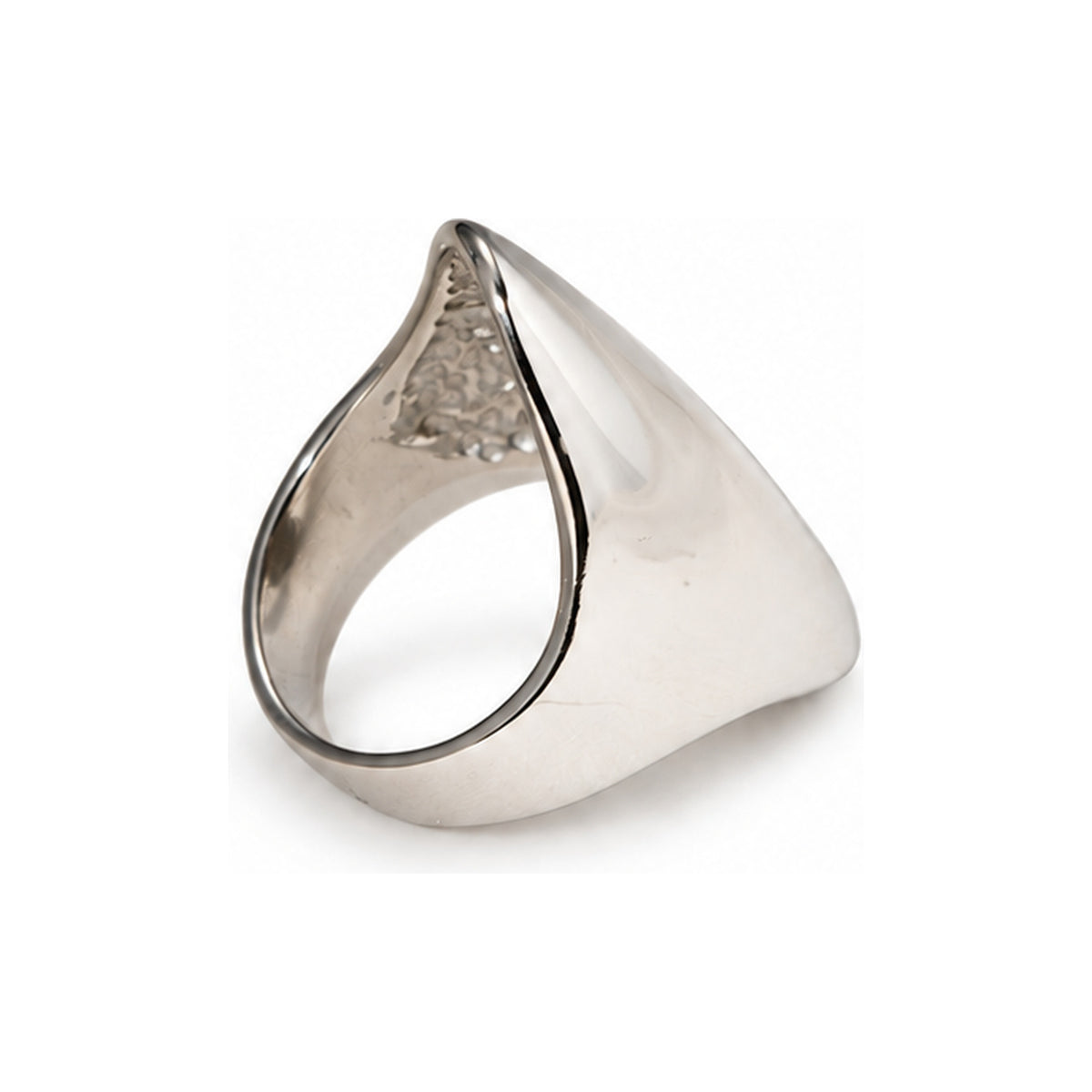 The WOO Close-Up Ring in silver, side angle on a pure white background