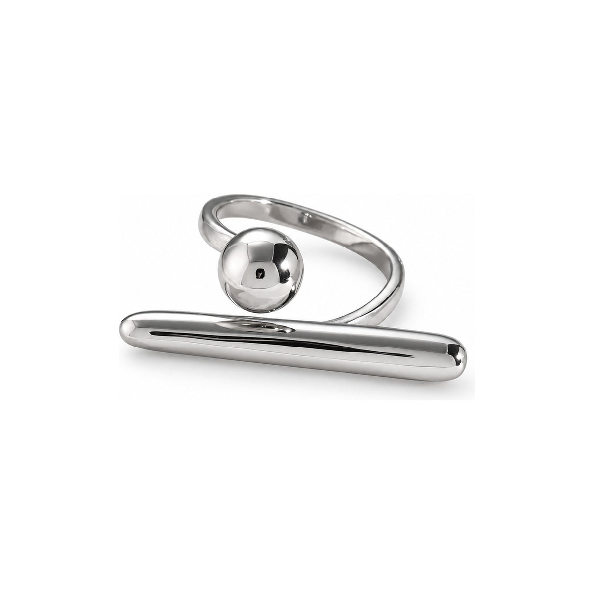 The WOO Freeze Frame Ring in silver, alternate angle on a pure white background