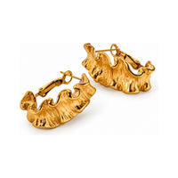 The WOO Hot Take Earrings in gold on a pure white background
