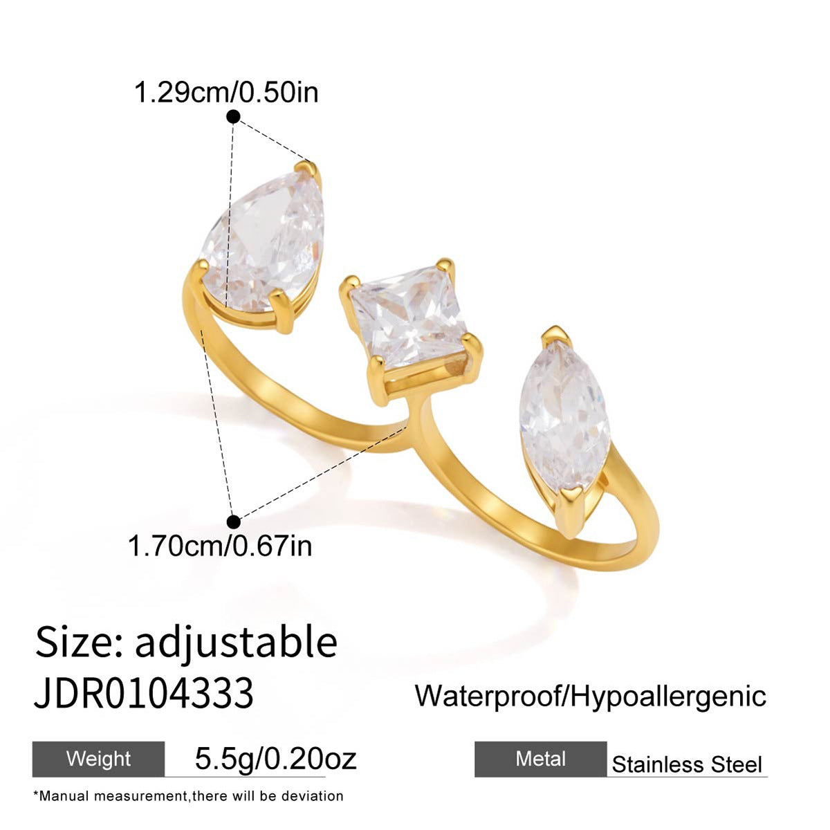 Nadia Bonner Plot Twist Ring in gold, three-stone detail