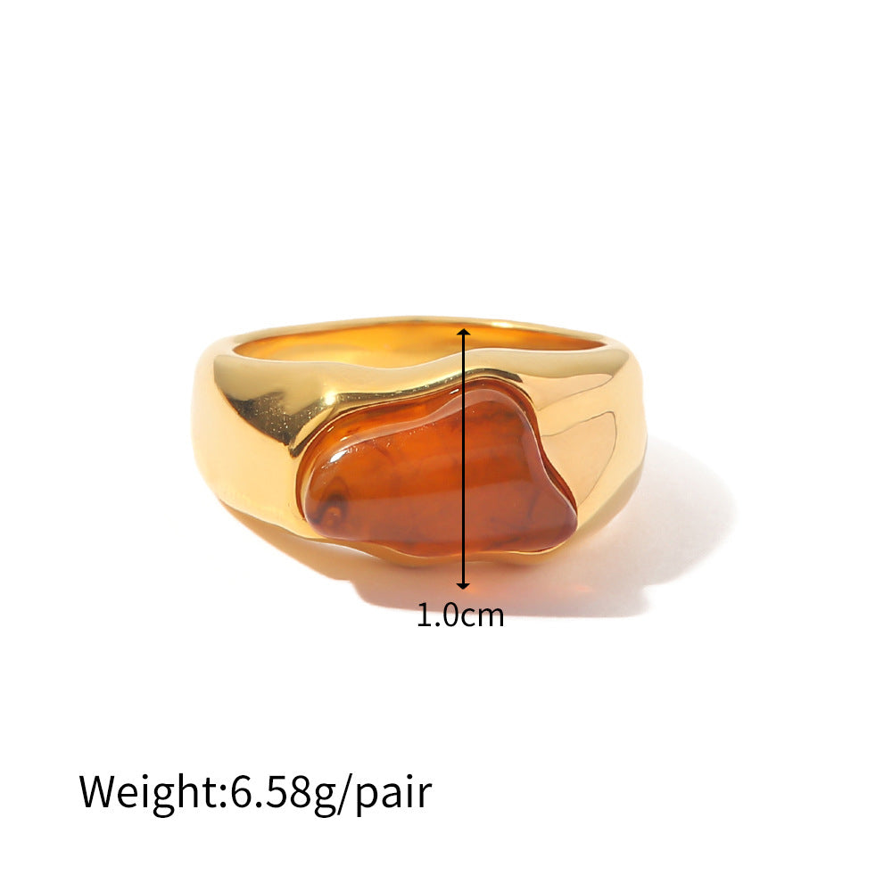 Ellora Patnaik Stone Ring in brown and gold