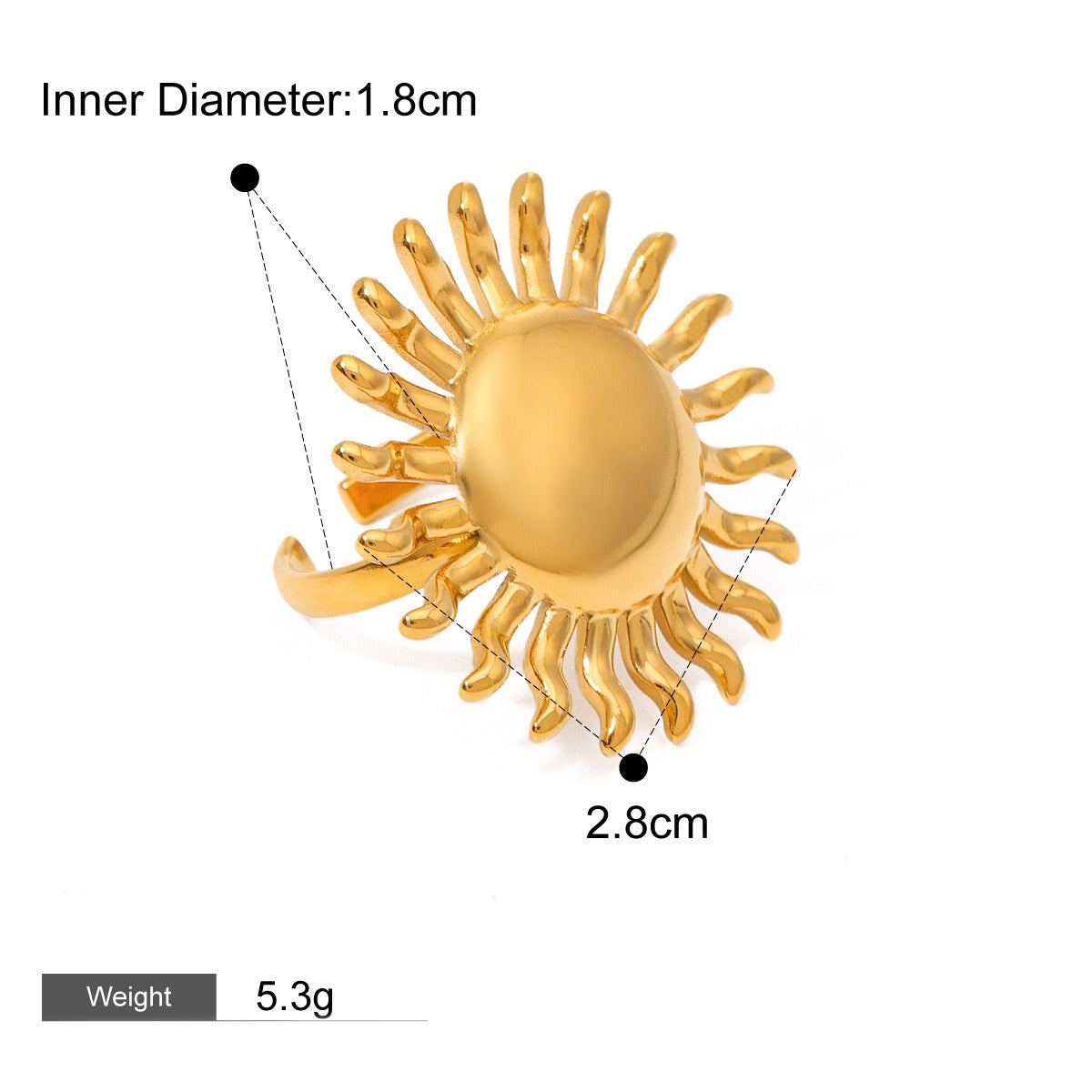 Nadia Bonner Sunshine Ring in gold, alternate style view