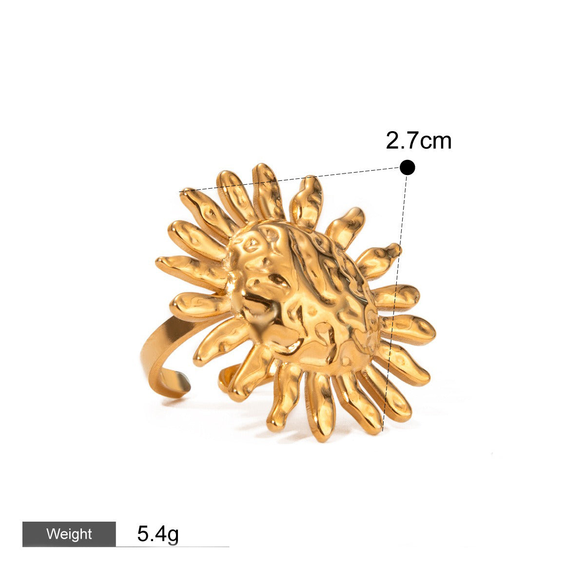 Nadia Bonner Sunshine Ring in gold, hammered and smooth detail