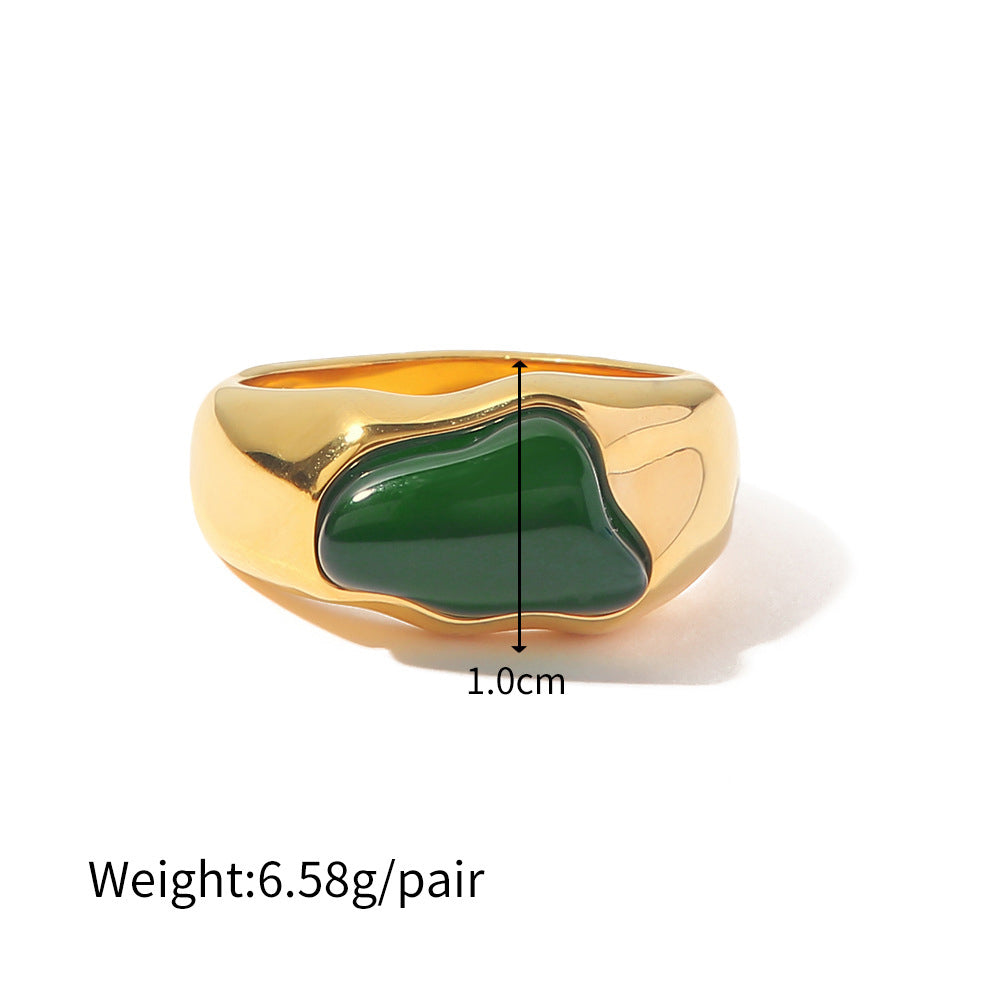 Ellora Patnaik Stone Ring in green and gold