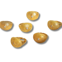 Rebecca Sandulak Resilience Ring in gold, multi-angle product collage