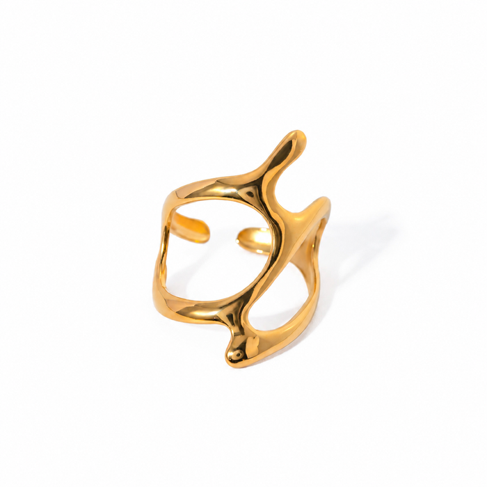 The WOO Frame Line Ring, sculptural gold product view