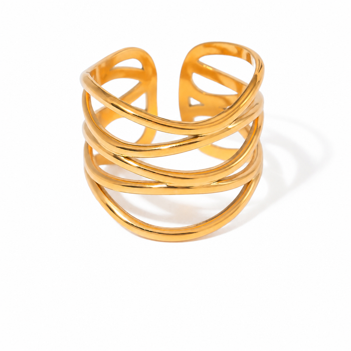 The WOO Intercut Ring, sculptural gold product view