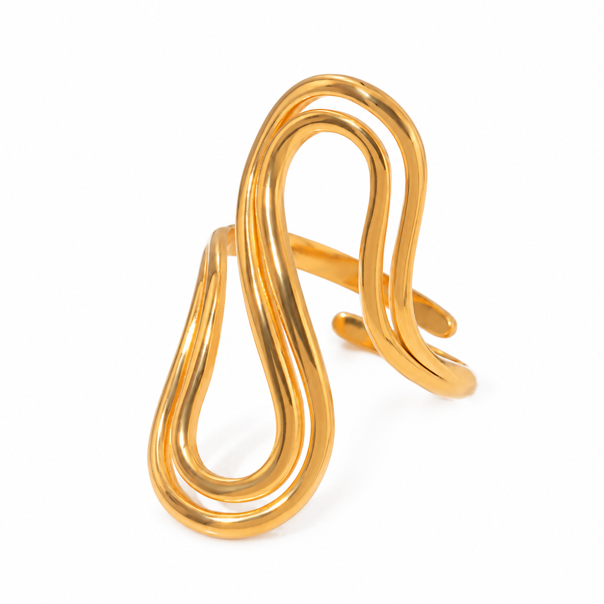The WOO Story Arc Ring in gold on a white background
