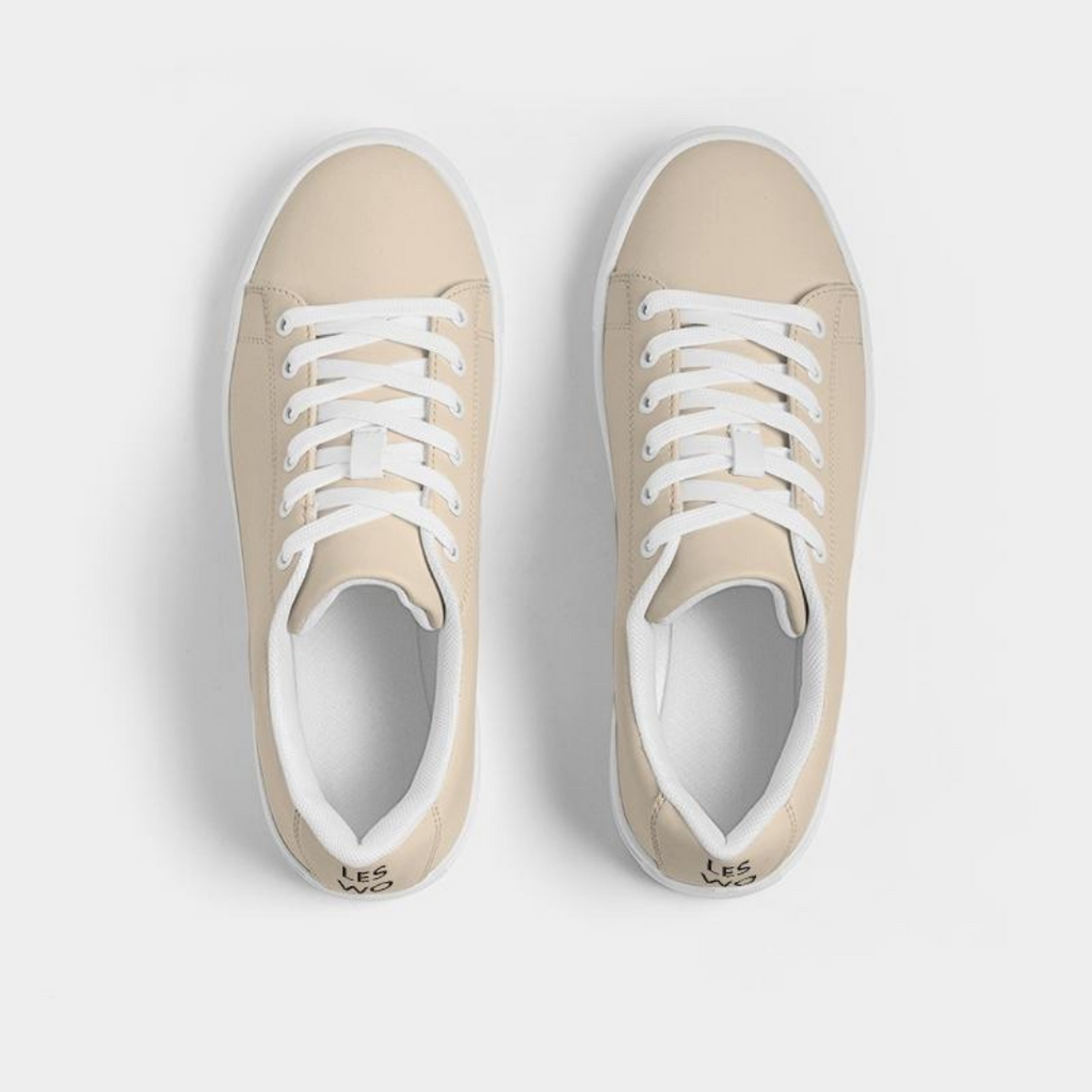 LES WOO 322 | VEGAN LEATHER SNEAKER | SAND STONE - les woo 