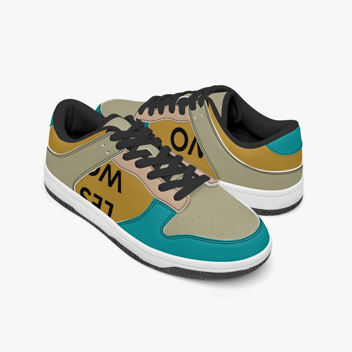 Pair of Daniel multicolour leather low-top sneakers in front three-quarter view