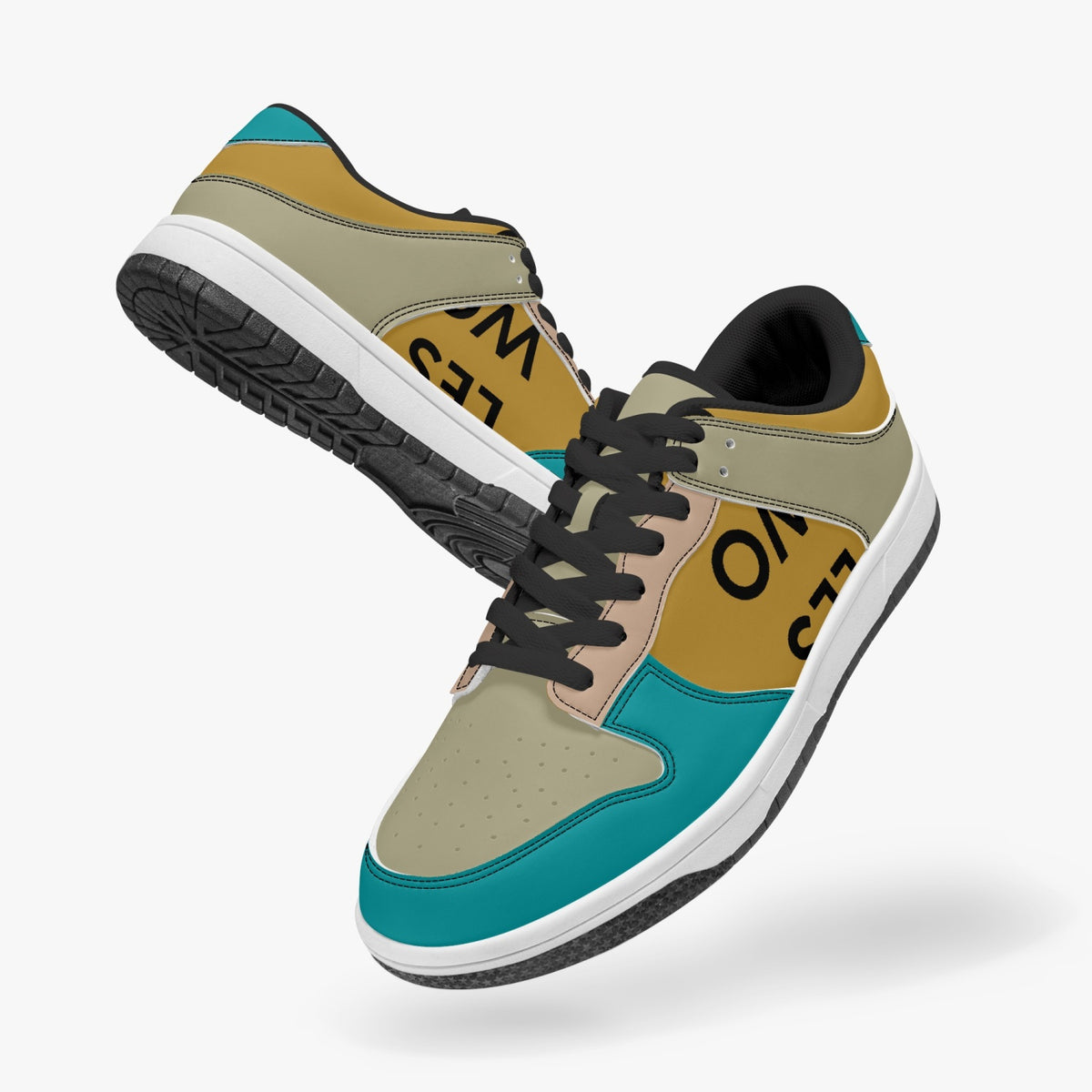 Pair of Daniel multicolour leather low-top sneakers in dynamic floating pose