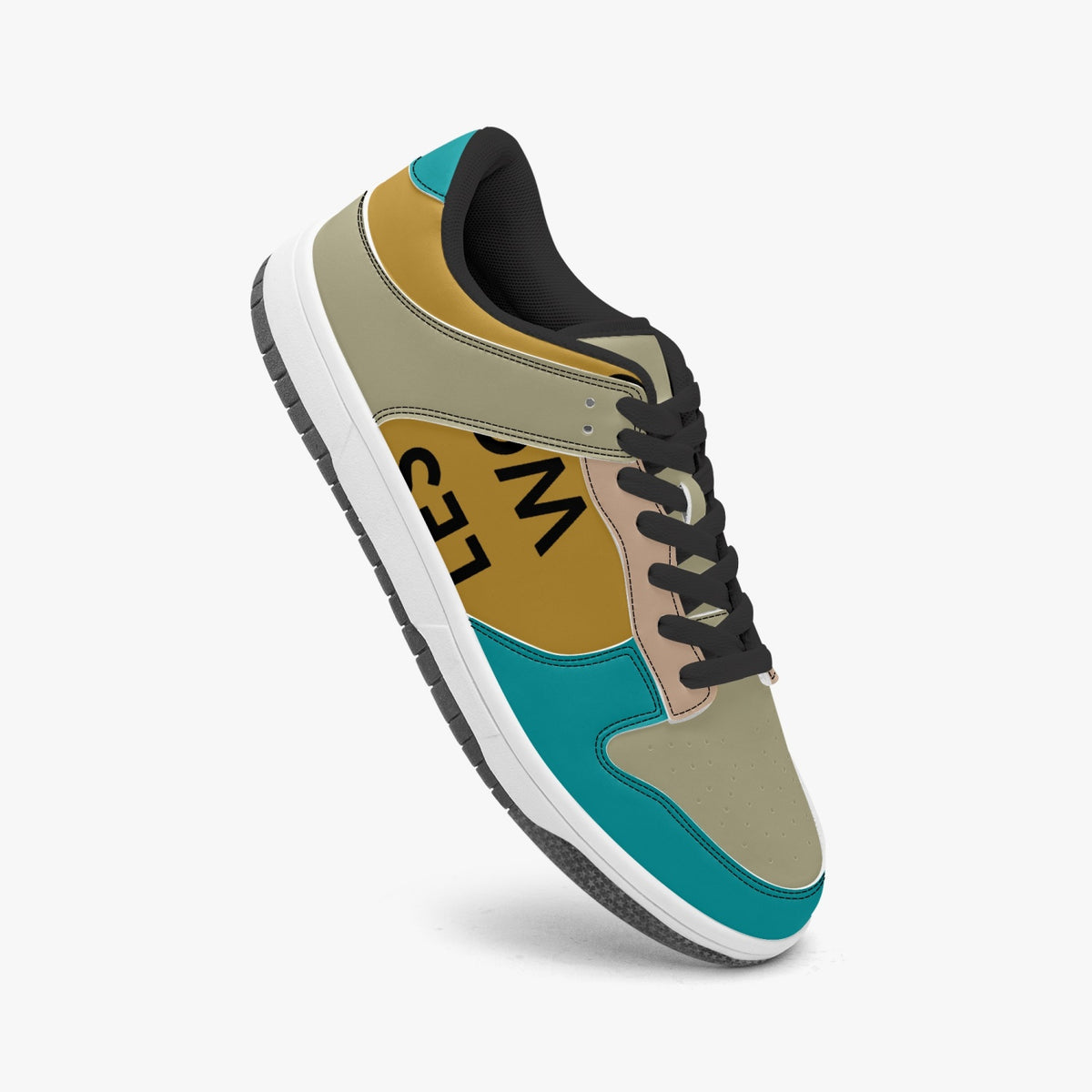 Daniel multicolour leather low-top sneaker with black laces in angled view