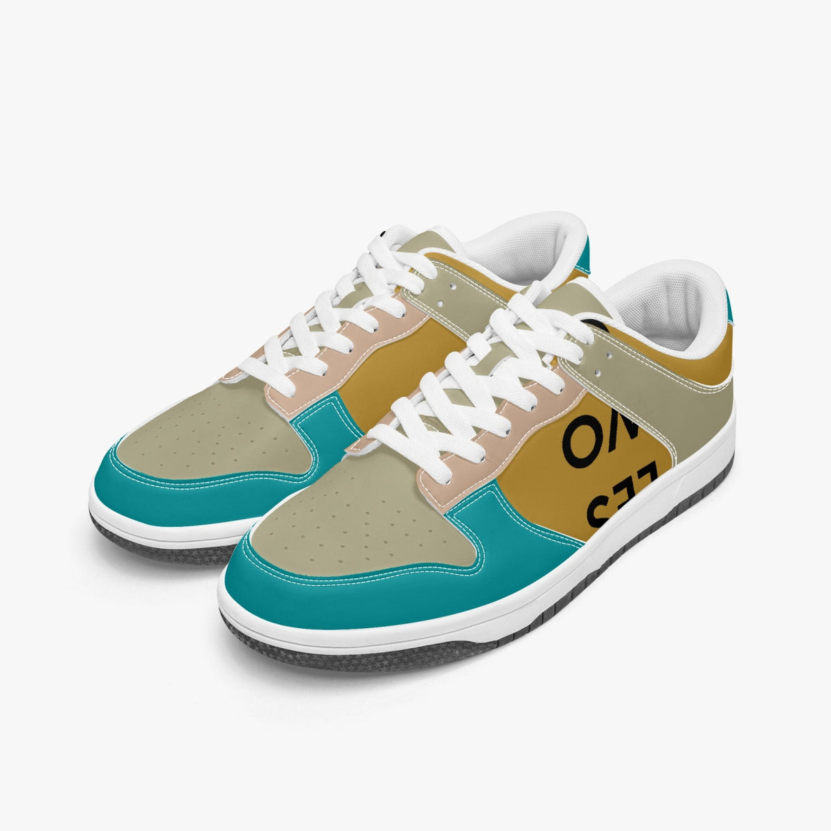 Pair of Daniel multicolour leather low-top sneakers with white laces in angled front view