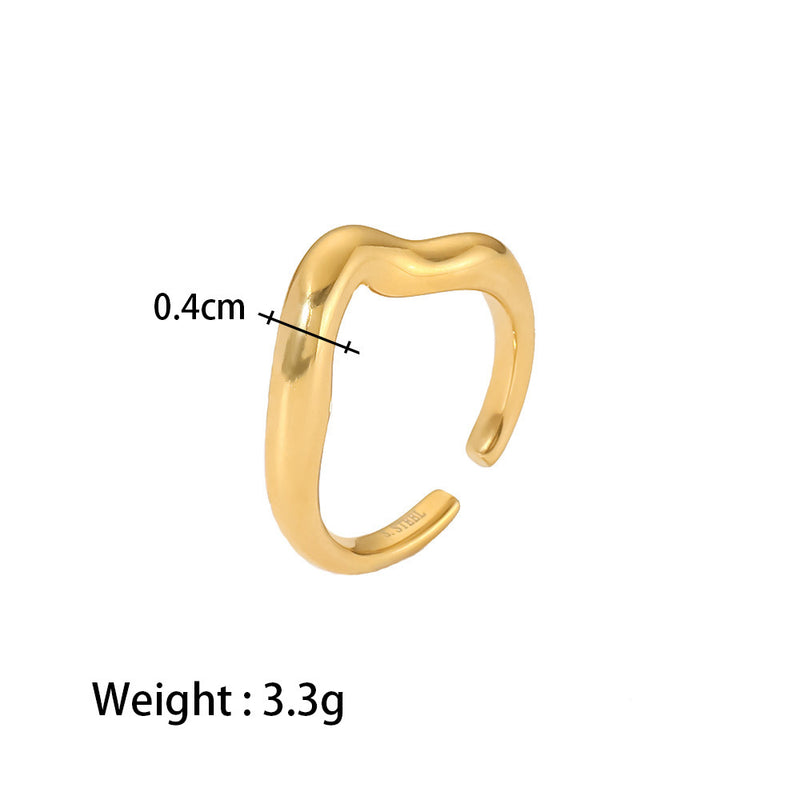 Fashion personality hip-hop style geometric line design opening adjustable ring