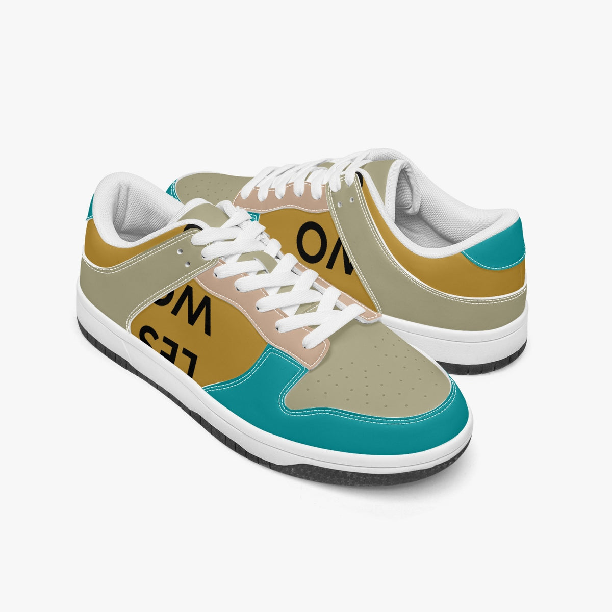 Pair of Daniel multicolour leather low-top sneakers with white laces in three-quarter view