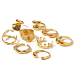 Fashion personality hip-hop style geometric line design opening adjustable ring
